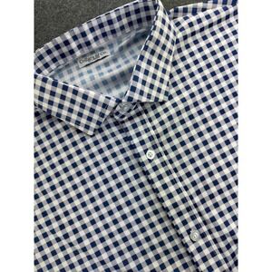 Collars & Co.‎ Mens Sz 2X Large Gingham Check Performance Dress Shirt Navy White